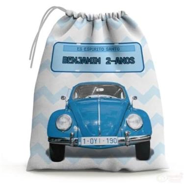 Imagem de Sacolinhas Surpresa Personalizada Tecido Fusca Azul (Sacolinhas 15x20, Unidades, 30)