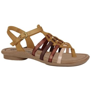 Imagem de New Face, SANDÁLIA FEMININA NEW FACE 37321 FISHERMAN EM COURO LEVE Cor:Ambar;Tamanho:37