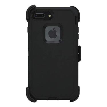 Imagem de Hand-e Muscle Case para Apple iPhone 8 Plus/iPhone 7 Plus (5,5 polegadas) // Capa protetora de camada tripla com protetor de tela, clipe de cinto, coldre, suporte // à prova de choque – preto/preto