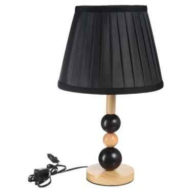 Imagem de Abajur Luminária Quarto Sala Madeira Bolas / 017 - PGB, Preto