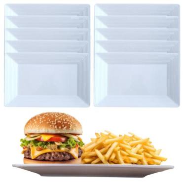 Imagem de 10 Travessas Bandeja Retangular de Melamina Mesa Porção 25cm - Fratell