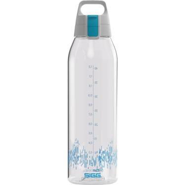 Imagem de SIGG - Garrafa de água transparente Tritan Renew – Total Clear ONE MyPlanet Antracite – Adequado para bebidas carbonatadas – Pode ser lavado na lava-louças – com coador de frutas – à prova de