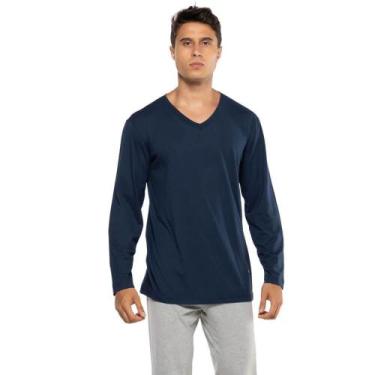 Imagem de Pijama Longo Masculino Marinho/Mescla KPR 173024 100% Algodão, Marinho