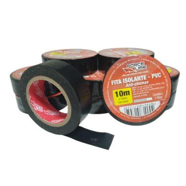 Imagem de Kit 10 Fitas Adesivas Isolantes Pretas 10 Metros 18mm de Largura Borra