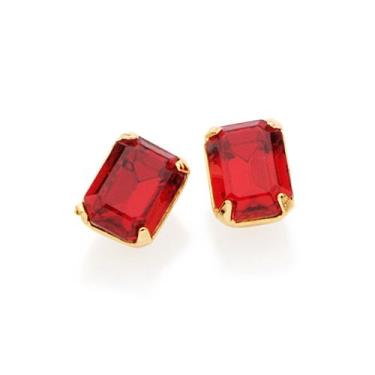 Imagem de Brinco solitário folheado a ouro com cristais retangulares -rommanel r