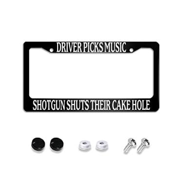 Imagem de Draradi Driver Picks Music Shotgun Shuts Their Cake Hole Black Aluminum Alloy Plate Frame Auto Car Accessories