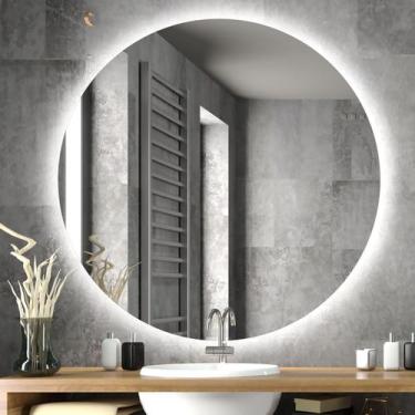 Imagem de Espelho Redondo Com LED Lapidado - 50 CM - GH Papel de Parede