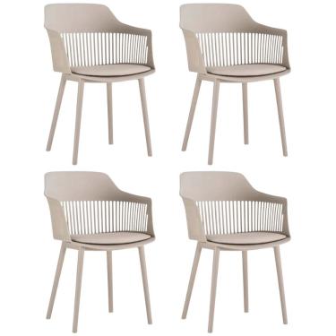 Imagem de Conjunto 4 Cadeiras para Sala de Jantar Montreal Marcela Estofada Nude