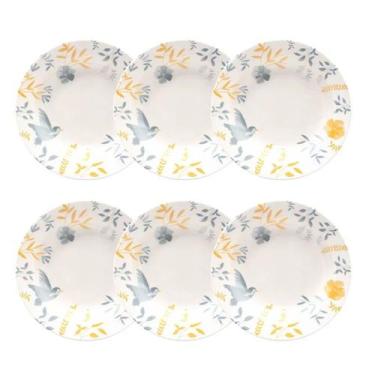 Imagem de Prato Fundo de Cerâmica Donna Bem-Te-Vi 21,5cm 6un - Biona 5409