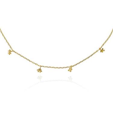 Imagem de namana Colar de quebra-cabeça para mulheres. Colar de corrente com pingentes de quebra-cabeça em prata ou banhado a ouro. Colar com caixa de presente, Latão