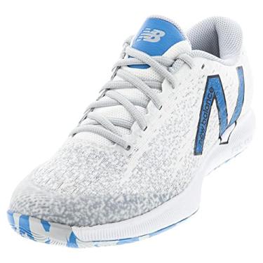 Imagem de New Balance Tênis masculino FuelCell 996 V4 Hard Court, Branco/Hélio/Amarelo Enxofre, 45