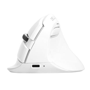 Imagem de Mouse vertical pequeno sem fio DeLUX, mouses ergonômicos silenciosos tri-modo recarregáveis tipo C com receptor BT 5.0 e USB Nano, 5 DPI ajustáveis e 6 botões (M618mini-Branco)