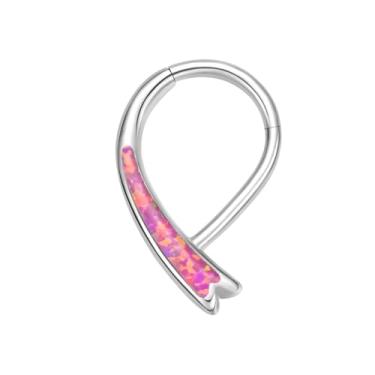 Imagem de VOJO G23 Anel de argola de septo de titânio 16G Daith Teardrop Tragus Piercing Clicker Nose Jewelry for Women, Small, Titânio, Zircônia cúbica