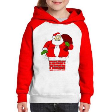 Imagem de Moletom Infantil Papai Noel Chaminé - Foca na Moda, Branco, Vermelho, 