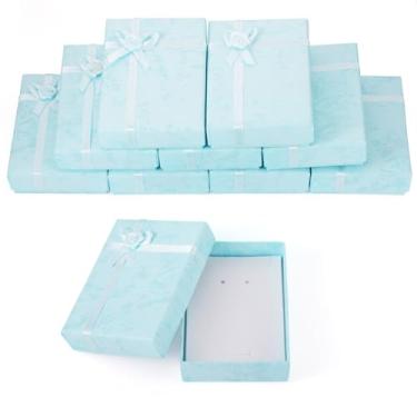 Imagem de KISSITTY 12 peças de caixas de presente retangulares de papelão, caixas de joias de papel com colar de esponja, brinco, anel, caixas de pacote de 10 x 8 x 3 cm para aniversário, ação de graças, Natal