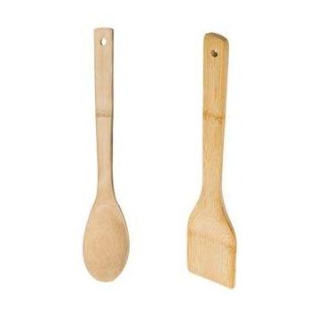 Imagem de jogo colher espátula bambu cozinha 2 peças - flexxi