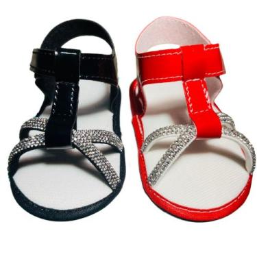 Imagem de Kit 2 Pares Sandálias Tiras Em Strass Para Bebê Menina - Baby's Shoes,