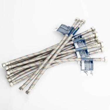 Imagem de PLUMBINGMASTER Conector de mangueira de torneira de 40.6 cm (Comp. de 3/20.3 cm x 1/5.1 cm FIP), linhas de abastecimento de água de torneira de aço inoxidável trançado para torneira de pia de cozinha