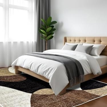 Imagem de 1 Tapete Quarto Belga Beira de Cama Es Mo 140 x 200 Vr (D7Mod Cinza Azul Bege Preto Marfim Moderno Manchado Abstrato)