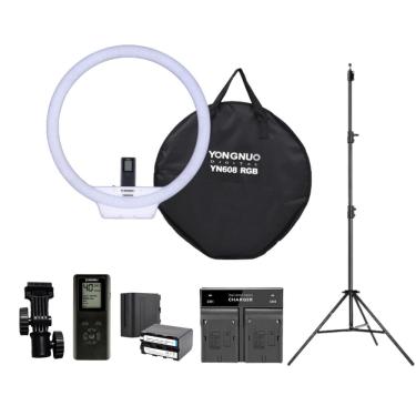 Imagem de Led Ring Light Yongnuo Yn608 Led Profissional + Fonte + Tripé 2m Completo com Baterias