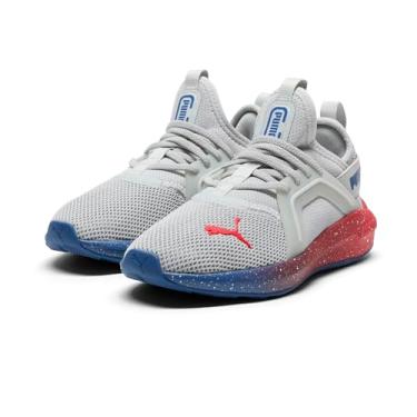 Imagem de PUMA Tênis infantil unissex Softride Enzo com fecho alternativo, Cinza claro - azul brilhante - vermelho para todos os tempos, 10.5 Little Kid