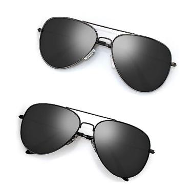 Imagem de Óculos de sol aviador polarizados para homens/mulheres, óculos de sol masculinos de metal para dirigir, Bronze preto, One Size