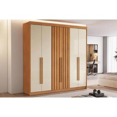Imagem de Guarda Roupa 6 Portas (2 Ripadas) e 6 Gavetas Portugal Cinamomo/Off Wh