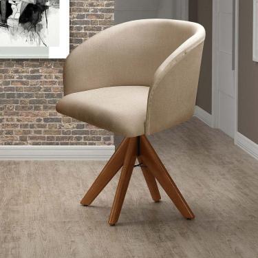 Imagem de Poltrona Atenas Base Giratória De Madeira Sala Marrom