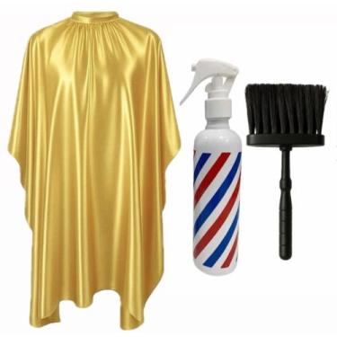 Imagem de Kit Capa Para Cortar Cabelo Com Borrifador Pole e Espanador - Barbersh