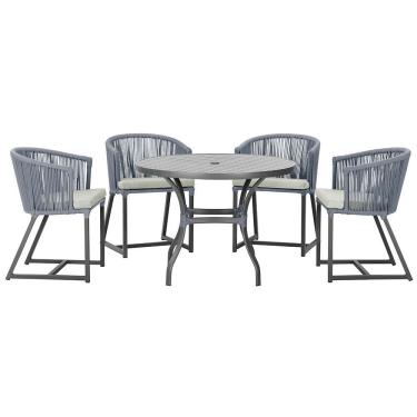 Imagem de Mesa Com 4 Cadeiras E Noronha Estofado 3 Trama Original Prata