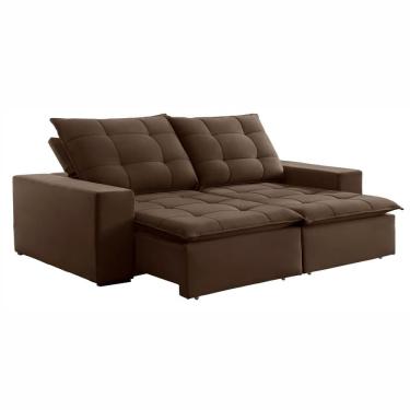 Imagem de Sofá Retrátil E Reclinável Paris Veludo Marrom 2,50m