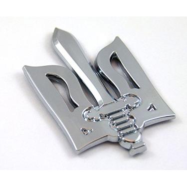 Imagem de Car Chrome Decals Adesivo decalque automotivo CNPL-UPA Trident Tryzub Ucrânia com emblema cromado para carro 5,8 cm
