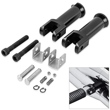 Imagem de PSLER Apoios Para Os Pés Esquerdo E Direito Da Street Bob, Suportes Pedais De Passageiro Softail Modelos Deluxe Heritage Sport Glide Slim Breakout Low Rider 2018-2025 (Preto)