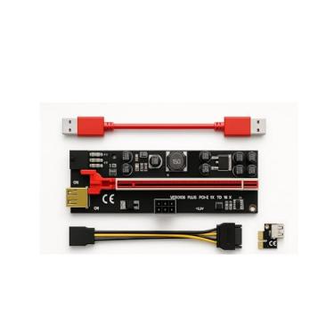 Imagem de BulletProof Mining Placa de vídeo PCIe Riser VER 010S 16x para 1x cartão adaptador Riser alimentado com cabo de extensão USB 3.0 e cabo de alimentação PCI-E para SATA de 6 pinos | Bitcoin | Mineração