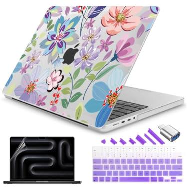 Imagem de Teryeefi Capa para MacBook Pro de 16 polegadas M4/M3/M2/M1 Pro Max versão 2025-2021 (A3403/A3186/A2991/A2780/A2485), capa rígida para laptop com capa de teclado e protetor de tela e adaptador tipo C