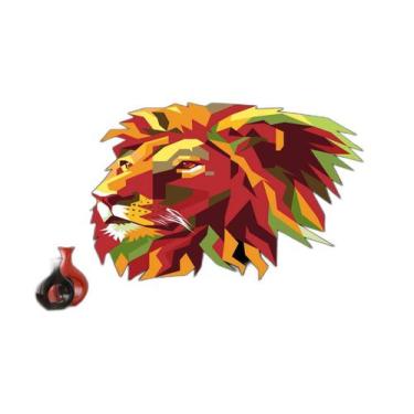 Imagem de Papel De Parede Animais Leão Rosto Arte Cores 3,5M Anm482 - Você Decor