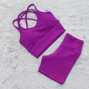 Imagem de Conjunto Ana Ruga Texturizado Para Academia Feminino Short Cós Alto To