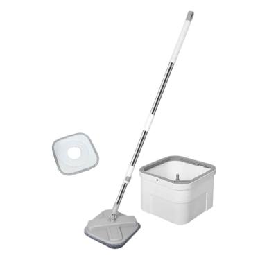 Imagem de IEUDNS Conjunto de esfregão com balde, ferramentas de limpeza giratórias 360°, autotorção e autoseparação, para escritório, cozinha, rodapé, hotel