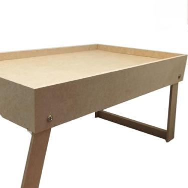 Imagem de Bandeja Com Pés Retrátil Servir Café Manhã na Cama Mesinha em MDF 54x26x23