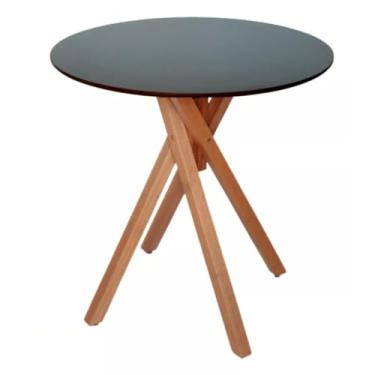 Imagem de Mesa de Jantar Redonda de Madeira de 90cm (Preta)