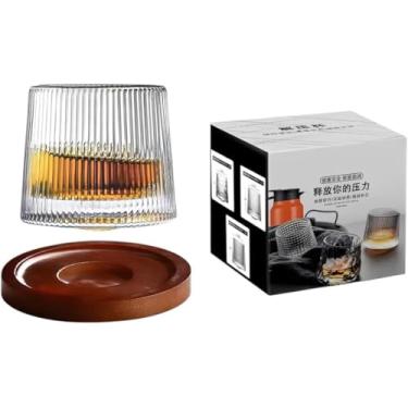 Imagem de Copo de Whisky com Base de Bambu 200ml Vidro Canelado Sofisticado