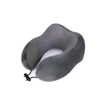 Imagem de Almofada De Pescoço Viagem Cinza Espuma Nasa Fecho Ajustável - Shopmix