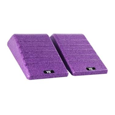 Imagem de KiBcsLic de agachamento com cunha, 2 peças, de ioga, alongamento de pernas, antiderrapante, preto, elevação de calcanhar, placa inclinada, Roxo