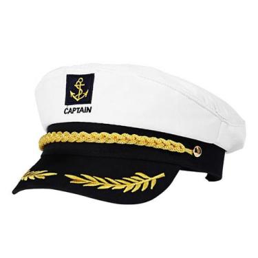 Imagem de Chapéu Fantasia Capitão da Marinha Branco com Ajuste - Rei Marine