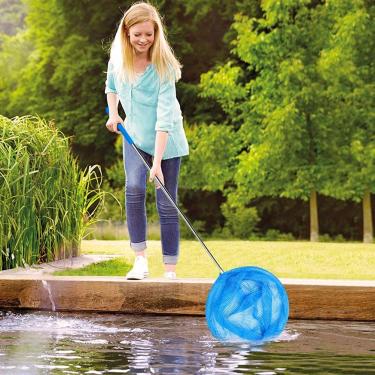 Imagem de aqxreight Piscina de Suprimentos de Piscina Acessórios para Piscina Equipamento de Spa Skimmer Rede de Skimmer Com Pólo de Metal para Limpeza Rápida de Folhas e Detritos (Círculo)