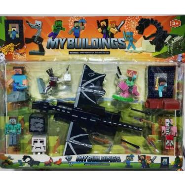 Imagem de Brinquedo Kit Bonecos Minecraft Brinquedo Cartela - Soberana Brinquedo