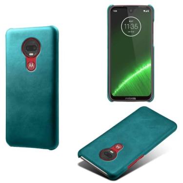Imagem de Capa para MOTO G7 Plus,Proteção contra quedas,Casca de volta de cor sólida simples,Design de couro de imitação de plástico-Green