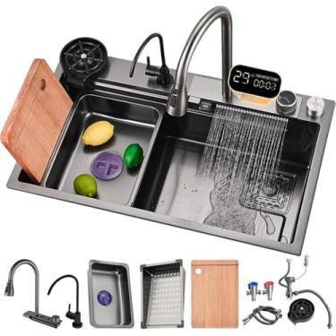 Imagem de Pia Em Cascata Com Display Digital Pia única Pia De Estação De Trabalho Pia Em Cascata Em Aço Inoxidável Multi-futiol 304, One Color, 80cm