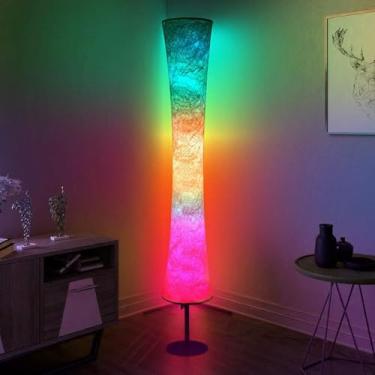 Imagem de AKT LIGHTING Luminária de piso LED inteligente de 139 cm, lâmpada de humor RGB, luminária de chão de canto com sincronização de música, mudança de cor, aplicativo e controle remoto, lâmpada de pé para