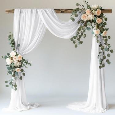 Imagem de Tecido drapeado Wedding Arch Wokceer White 8,5 m x 6 m transparente